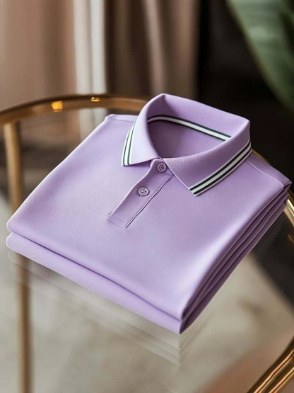 Men's Business Casual Logo Button Short Sleeve Polo Shirt