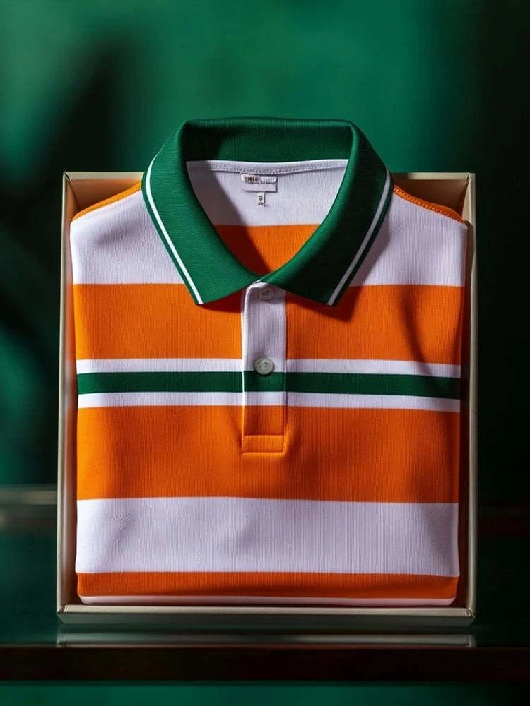 Men's Business Casual Logo Button Short Sleeve Polo Shirt