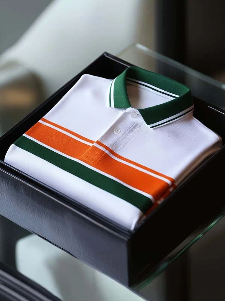 Men's Business Casual Logo Button Short Sleeve Polo Shirt