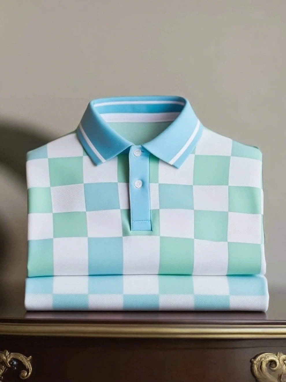 Men's Business Casual Color Block Stripe Logo Button Short Sleeve Polo Shirt