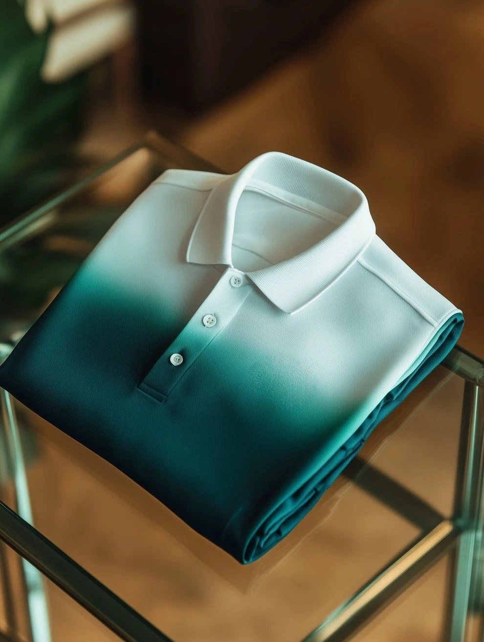 Men's Classic Business Fade Button Short Sleeve Polo Shirt