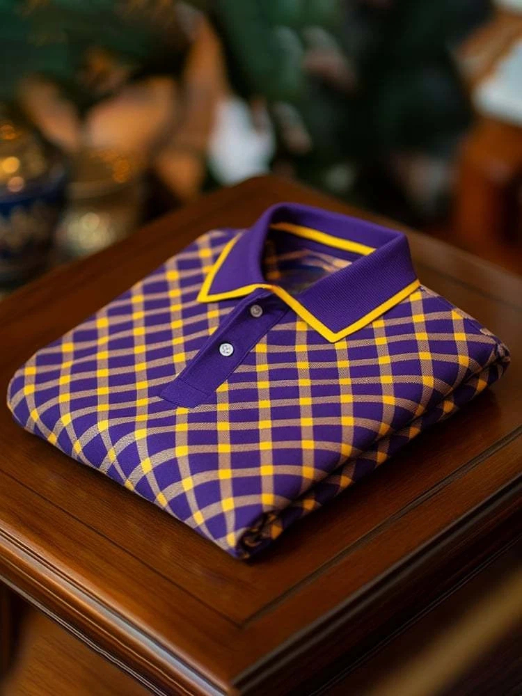 Men's Classic Business Logo Button Short Sleeve Polo Shirt