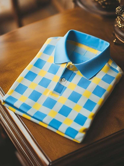 Men's Classic Business Logo Button Short Sleeve Polo Shirt