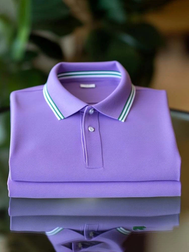 Men's Business Casual Logo Button Short Sleeve Polo Shirt