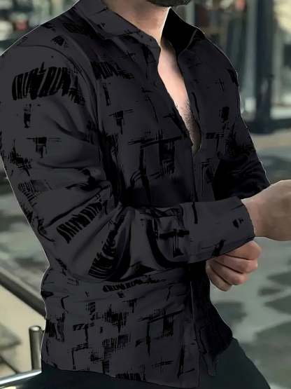 Men's Plaid Business Long Sleeve Shirt