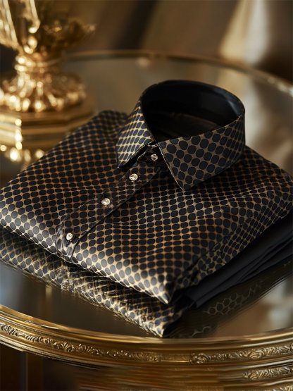 Men's Silk Plaid Luxury Business Long Sleeve Shirt