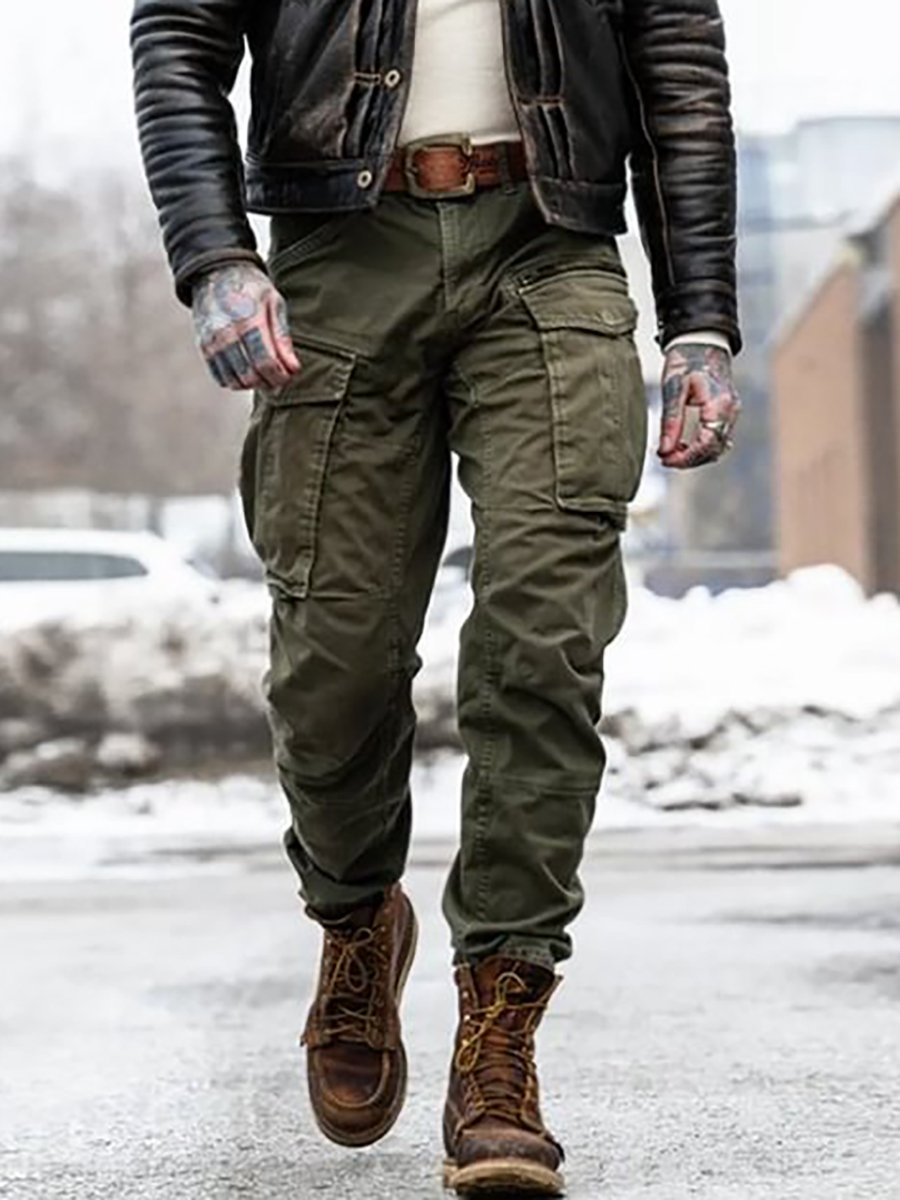 Men's Vintage Outdoor Multi-Pocket Work Trousers