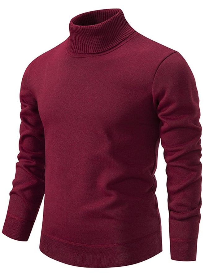 Men's Fashion Solid Color Pullover Long Sleeve Sweater