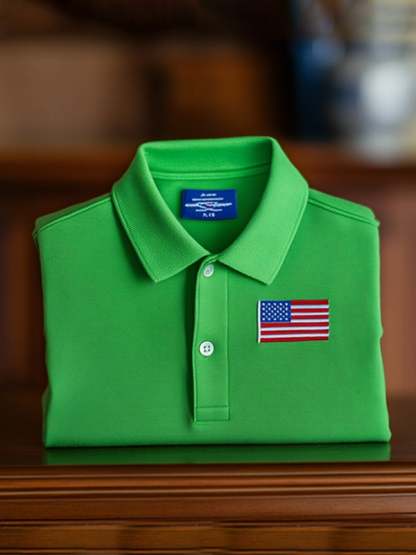 Men's Classic Business Flag Independence Day Short Sleeve Polo Shirt