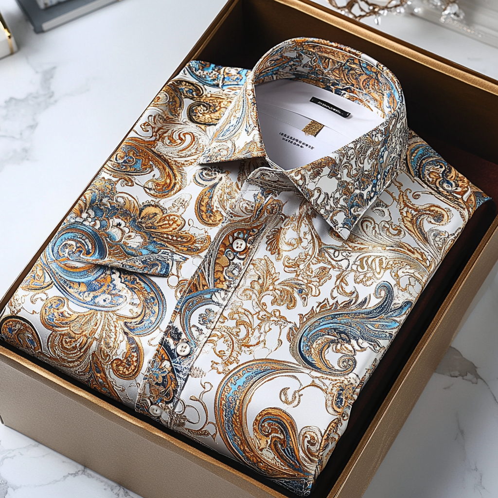 Sophisticated Patterned Business Shirt Long Sleeve