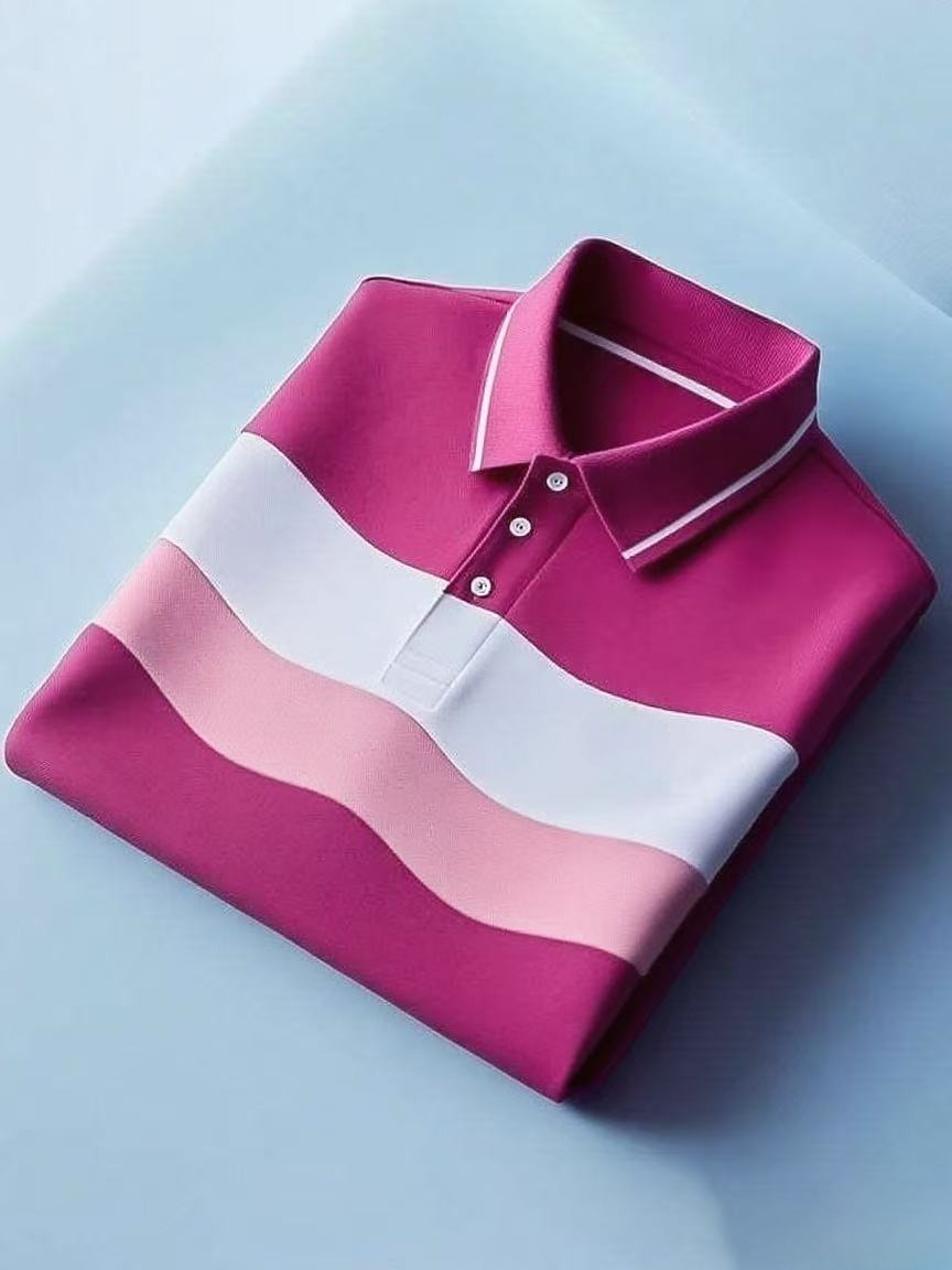 Men's Classic Business Logo Button Short Sleeve Polo Shirt