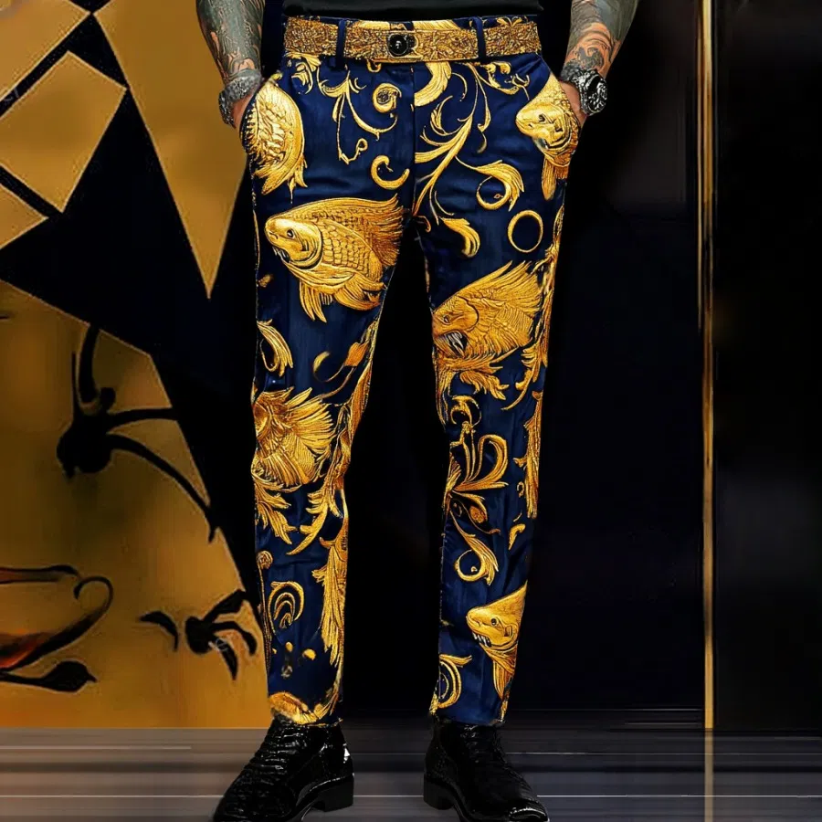 High elastic fabric luxury business casual men's fashion trousers