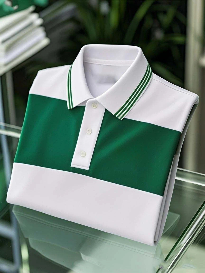 Men's Business Casual Button Short Sleeve Polo Shirt