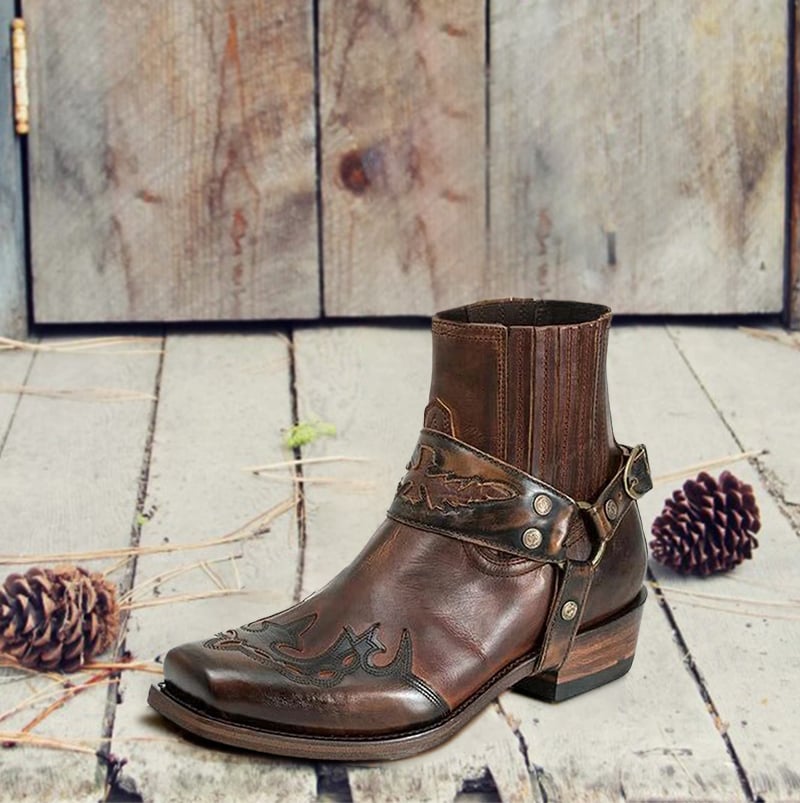 Vintage Western Embroidered Burnout Chelsea Boots