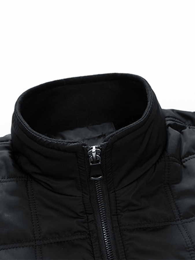 Men's Vintage Plaid Cotton Waffle Patchwork Casual Cotton Jacket