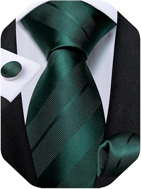 Men's Solid Color Tie and Pocket Square Set,Solid Green