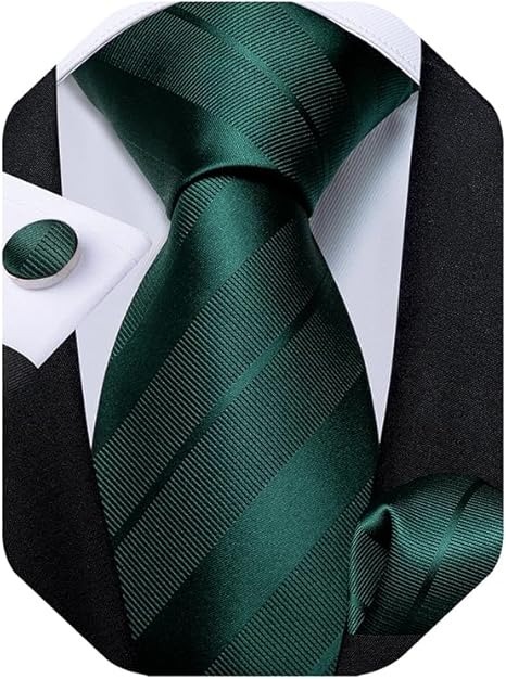 Men's Solid Color Tie and Pocket Square Set,Solid Green