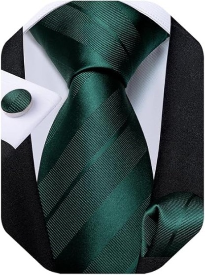 Men's Solid Color Tie and Pocket Square Set,Solid Green