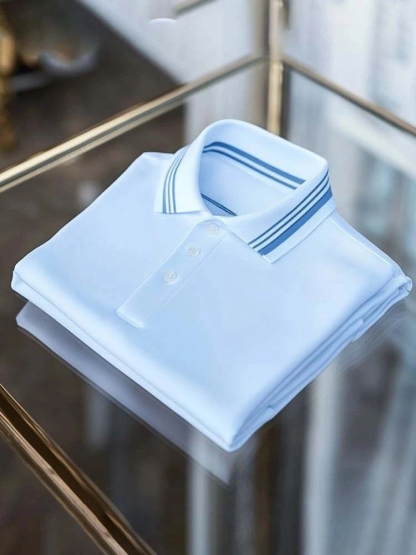 Men's Business Casual Logo Button Short Sleeve Polo Shirt