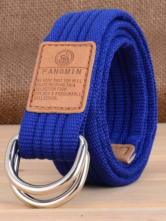 Men's Casual Canvas Woven Double Buckle Belt