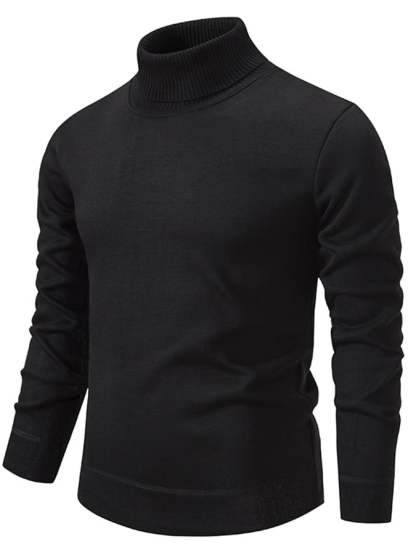 Men's Fashion Solid Color Pullover Long Sleeve Sweater