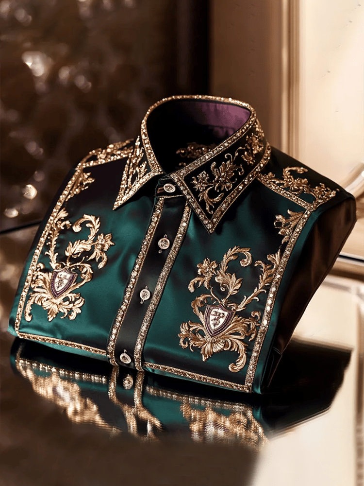 Men's Satin Luxe Print Short Sleeve Button Shirt