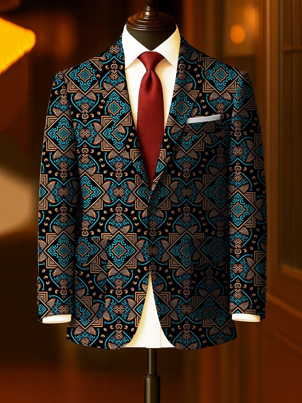 Men's Business Casual Large Pocket Print Blazers