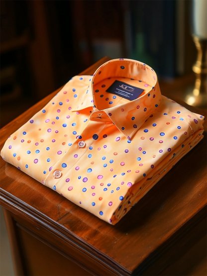 Men's Casual Holiday Polka Dot Print Long Sleeve Shirt