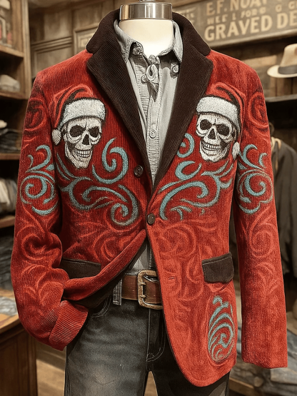 Men's Retro Christmas Skull Casual Blazer