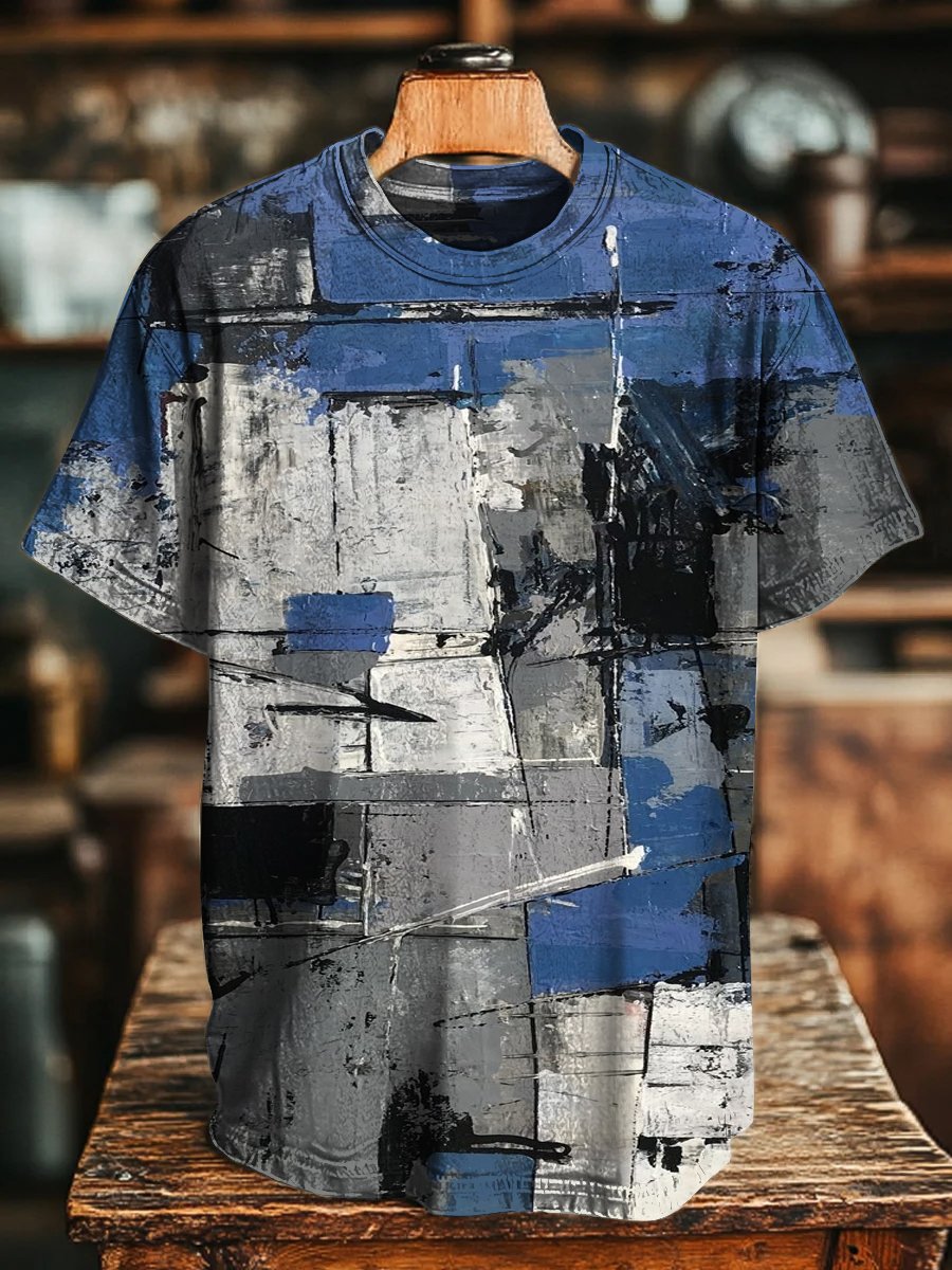 Men's Retro Casual Art Graffiti Short Sleeve T-Shirt