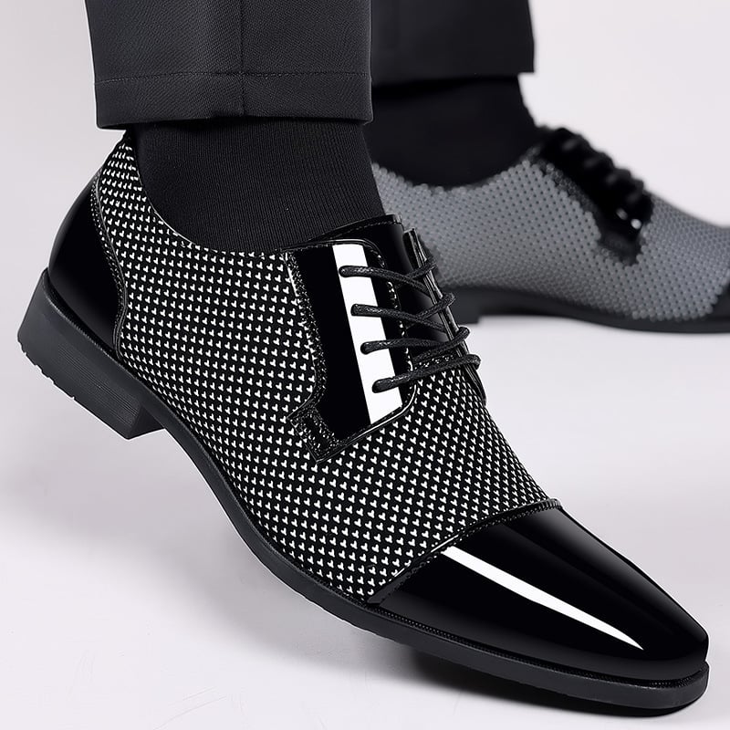 Men's Versatile Toe Toe Glossy Business Casual Leather Shoes