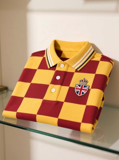 Men's Business Casual Union Jack Button Short Sleeve Polo Shirt