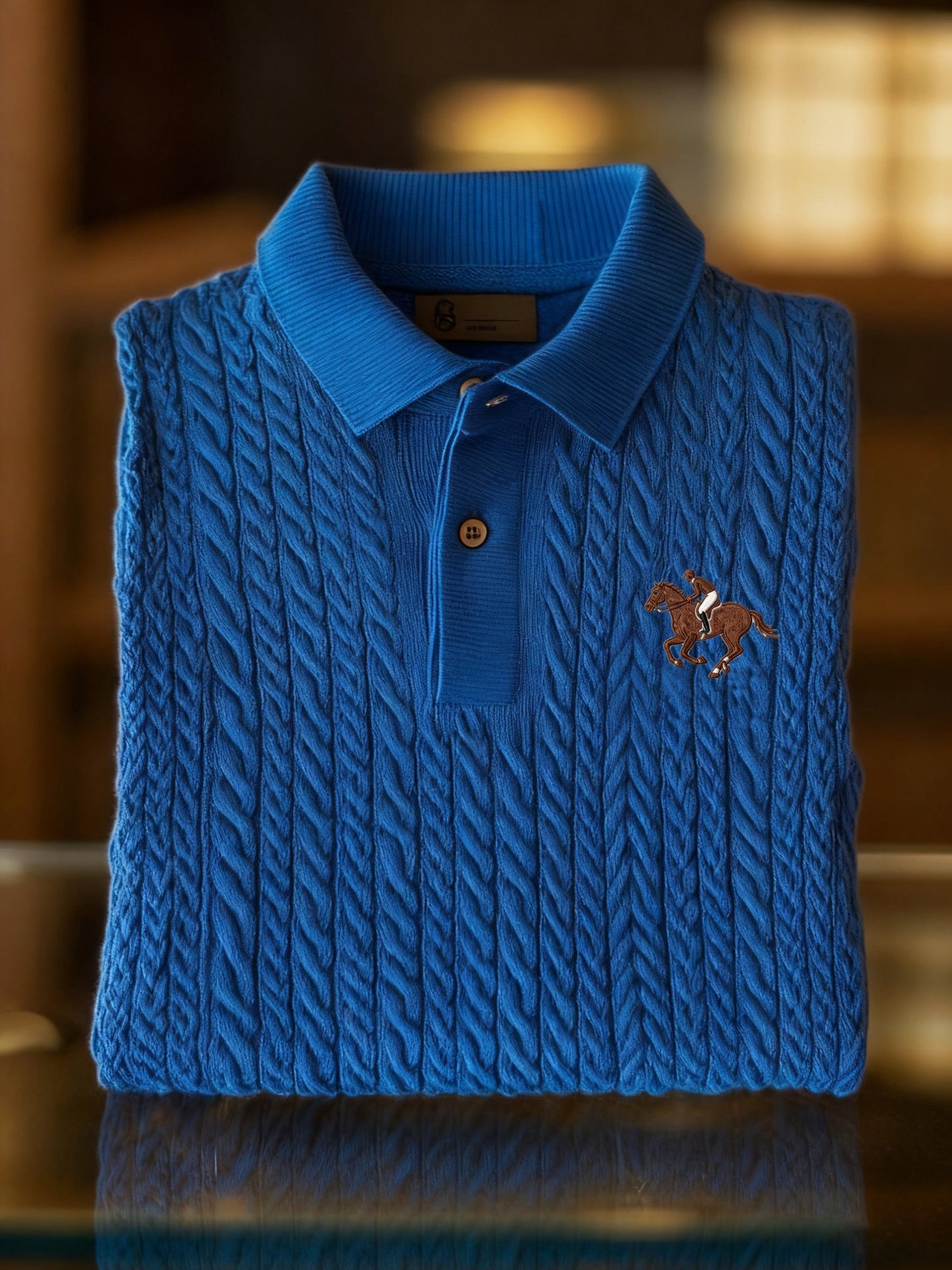 Men's Business Logo Print Long Sleeve Polo Shirt