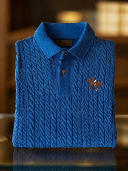 Men's Business Logo Print Long Sleeve Polo Shirt