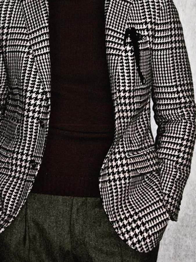 Men's Business Casual Slim Houndstooth Blazer