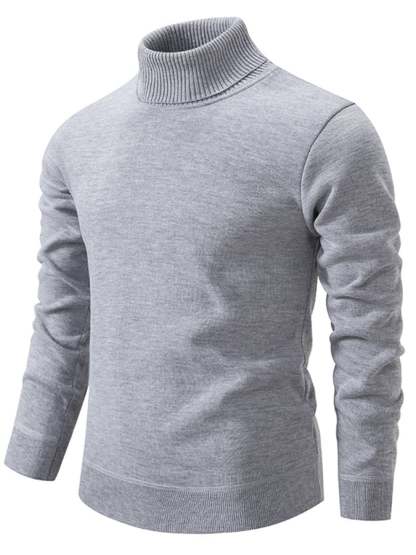 Men's Fashion Solid Color Pullover Long Sleeve Sweater