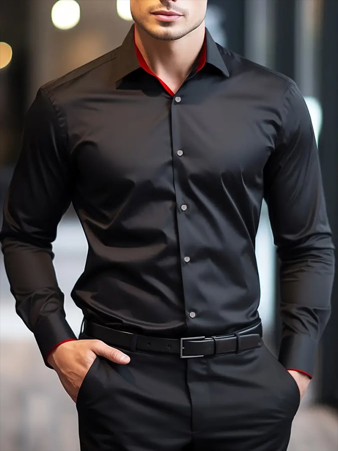 Men's Geometric Design Business Casual Shirt