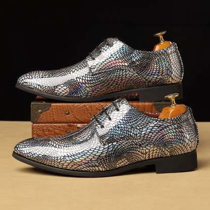 Men's snakeskin pattern leather shoes