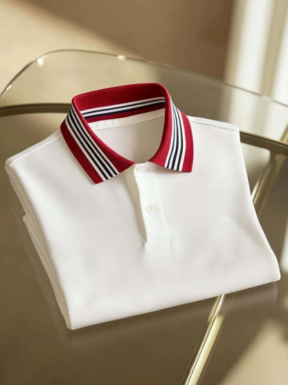 Men's Business Casual Logo Button Short Sleeve Polo Shirt