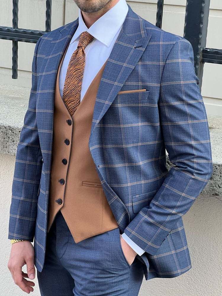 ManMen's Luxury Business Plaid Blazers