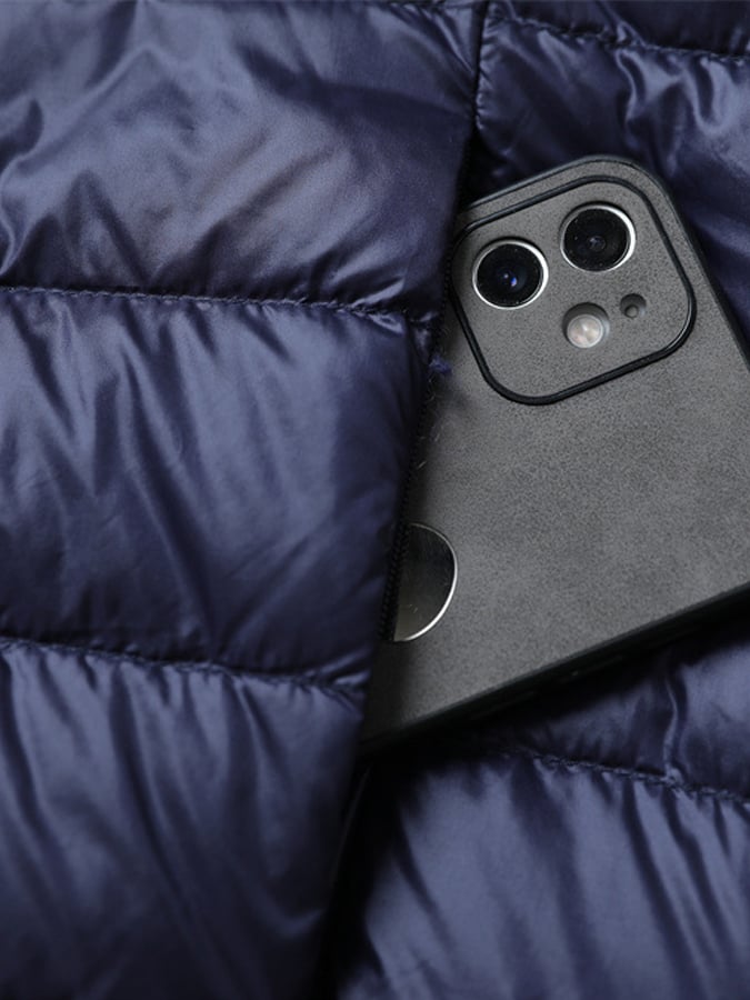 Men'S Warm Simple Stand Collar White Duck Down Light Down Jacket