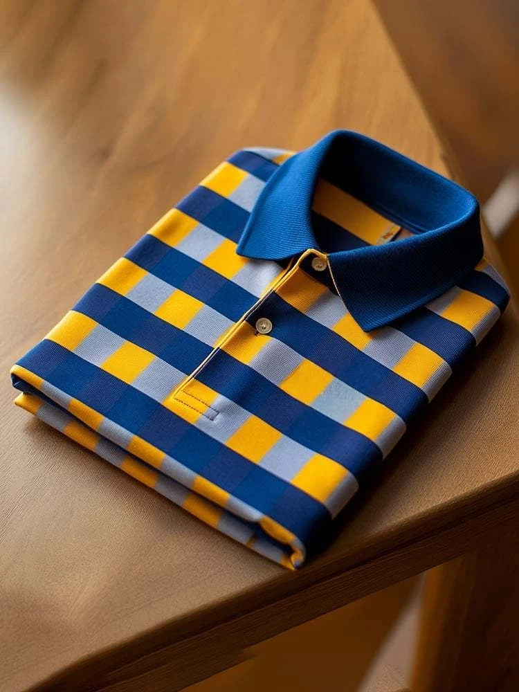 Men's Classic Business Logo Button Short Sleeve Polo Shirt