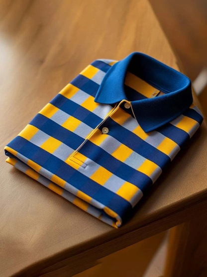 Men's Classic Business Logo Button Short Sleeve Polo Shirt