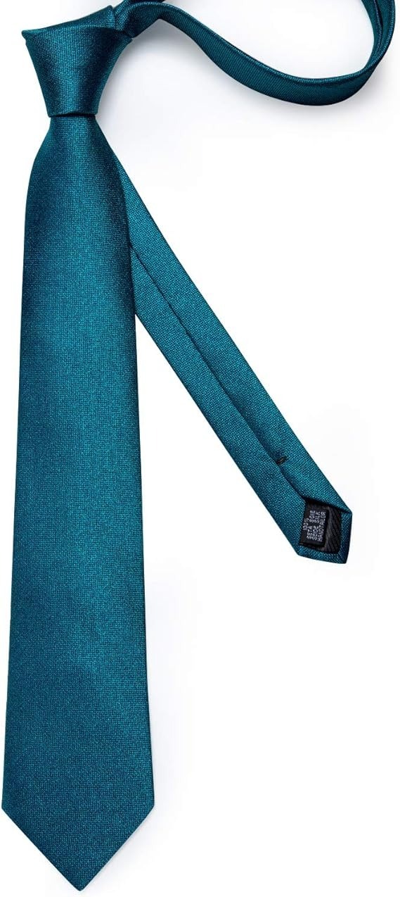 Men's Solid Color Tie and Pocket Square Set,Teal