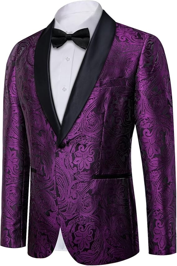 Men's Blazer One Button Shawl Lapel Tuxedo,Plum Purple