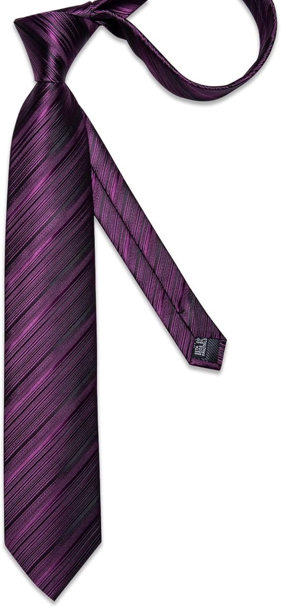 Men's Solid Color Tie and Pocket Square Set,Dark Purple