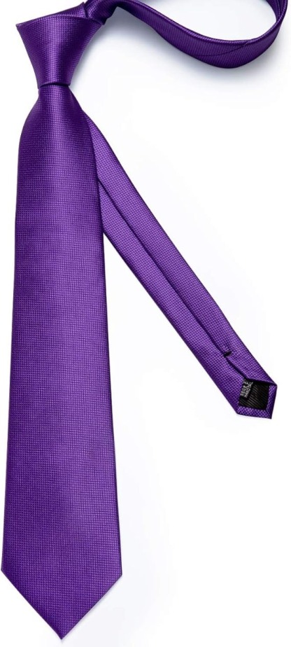 Men's Solid Color Tie and Pocket Square Set,Purple