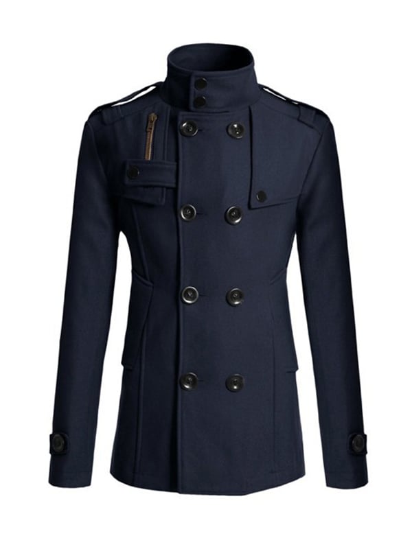 Men's Retro Fashion Pocket Lapel Long Coat
