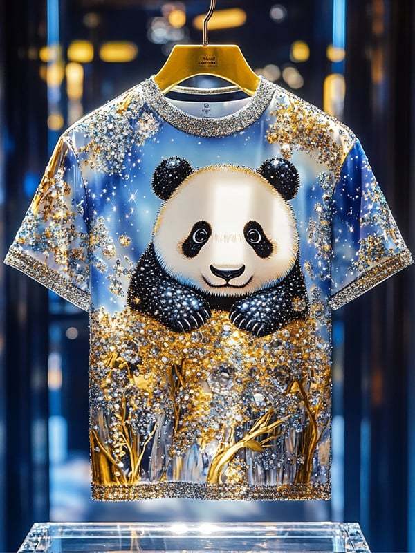 Men's Business Animal Sequin Print Short Sleeve T-Shirt