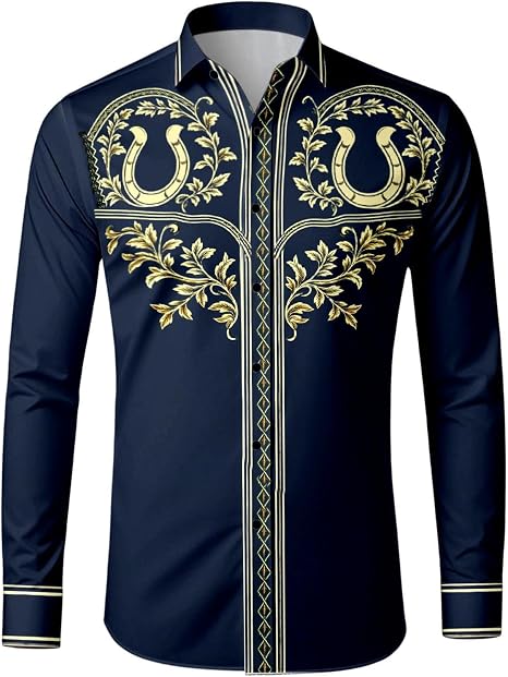 Print Western Cowboy Business Casual Shirts